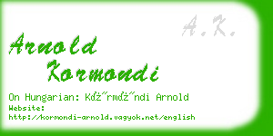 arnold kormondi business card